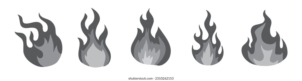 Flame icons. Flame logo, fire icon. Vector set of icons for fire.EPS 10