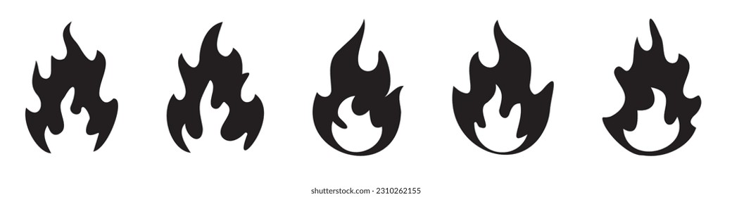 Flame icons. Flame logo, fire icon. Vector set of icons for fire.EPS 10