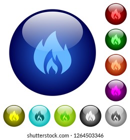 Flame icons on round color glass buttons