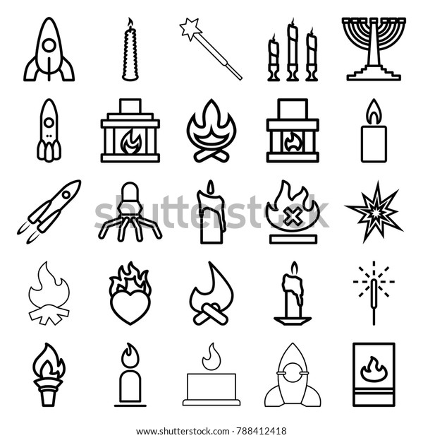 Flame Icons Set 25 Editable Outline Royalty Free Stock Image