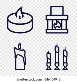 Flame icons set. set of 4 flame outline icons such as candle