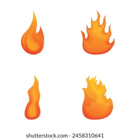 Flame icons set cartoon vector. Hot flaming element. Bonfire, campfire