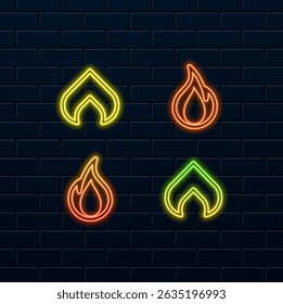 Flame icons set. fire flame icon. neon style. Creative abstract fire logo