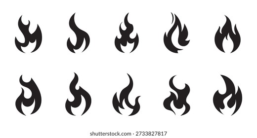 Flame icons set. Fire Flame Icon Set Symbol of Fire. Fire collection.