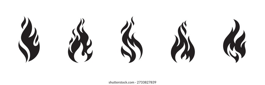 Flame icons set. Fire Flame Icon Set Symbol of Fire. Fire collection.