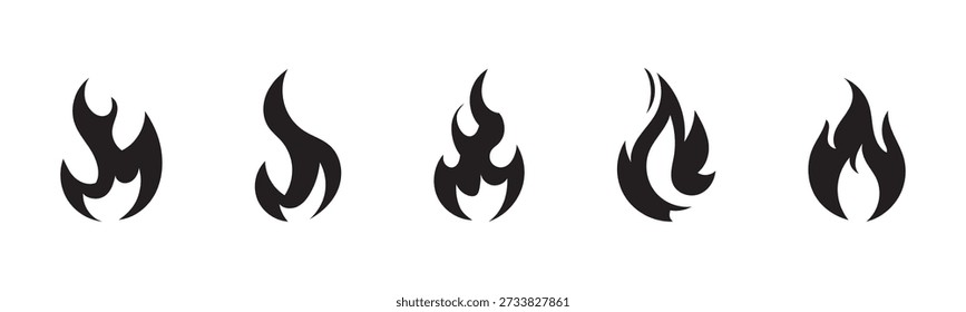 Flame icons set. Fire Flame Icon Set Symbol of Fire. Fire collection.