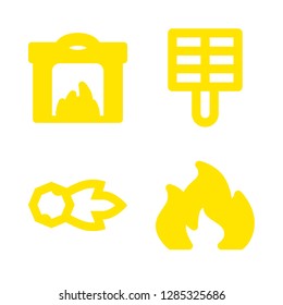 flame icons set with fireplace, fire and comet vector set