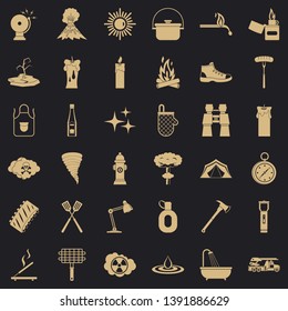 Flame icons set. Simple style of 36 flame vector icons for web for any design
