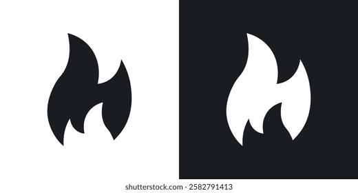 Flame icons set vectors black and colored style