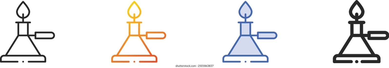 flame icon.Thin Linear, Gradient, Blue Stroke and bold Style Design Isolated On White Background