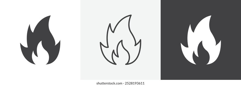 ícone da chama. Moderna ilustração vetorial linear plana moderna sobre fundo branco.