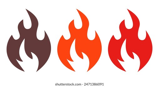 
Flammendarstellung im flachen Stil, Feuer-Vektorgrafik-Symbol. Feuer-Warnzeichen