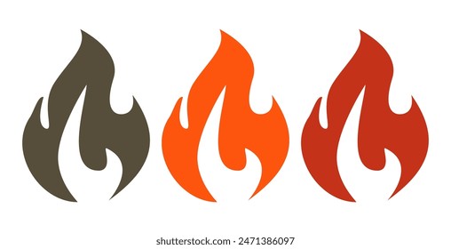 
Flammendarstellung im flachen Stil, Feuer-Vektorgrafik-Symbol. Feuer-Warnzeichen