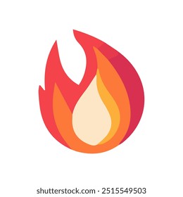 Flame illustration in flat style, fire vector icon. fire warning sign.Fire symbols. Vector illustration.