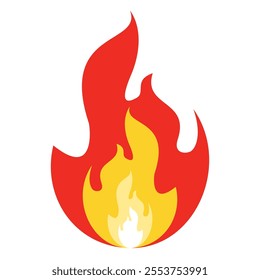 Flame illustration in flat style, set of fire vector icons. fire warning sign