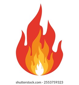Flame illustration in flat style, set of fire vector icons. fire warning sign