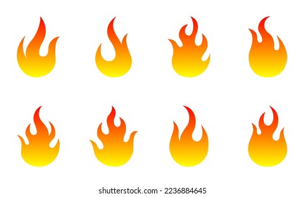 Flame illustration icon set (white background, vector, clipping)