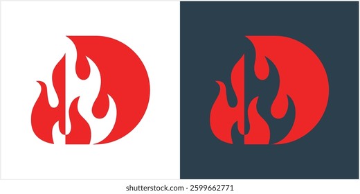 flame initial D  logo vector abstract design element isolated