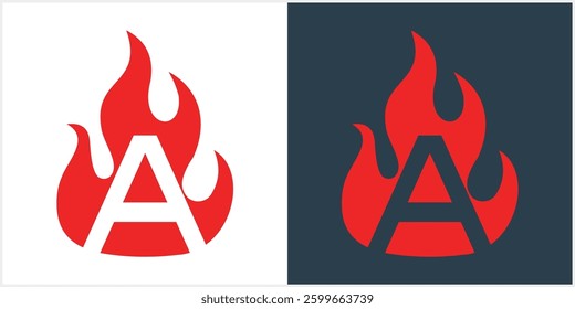 flame  initial  A  logo vector abstract design element isolated