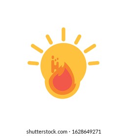 Flame inside light bulb design of Fire bonfire hot burn light flammable heat and campfire theme Vector illustration