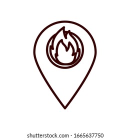 flame dentro de la línea de marca diseño icono, rescate de emergencia departamento de salvamento 911 ayuda a la seguridad y el tema de la ayuda Vector ilustración