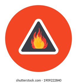 
Flame Inside Triangle Showing Concept Of Fire Hazard Icon