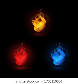 flame isolate on a dark background, simelars in different colors