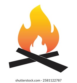 Flame Isolated Icon. Vector Fire Flame Isolated Icon. Campfire, Bonfire, Flame Sign, Front View. Burning symbol. Fire illustration in flat style. concept flame fire icon. 