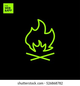 flame isolated minimal icon. fire graph line vector icon for websites and mobile minimalistic flat design.