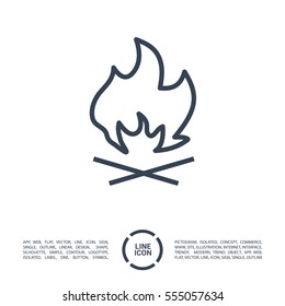 flame isolated minimal icon. fire graph line vector icon for websites and mobile minimalistic flat design.