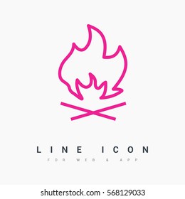 flame isolated minimal icon. fire graph line vector icon for websites and mobile minimalistic flat design.
