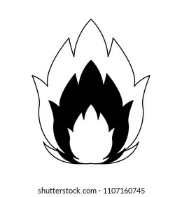 Flame isolated symbol in black and white