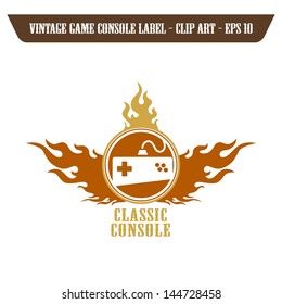 flame label art old joystick