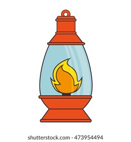 flame lamp lantern torch fire camping luminary vector illustration