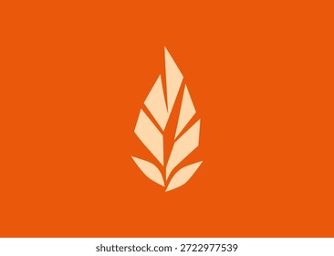 Logotipo artístico de la línea de la llama y la hoja con trazos fluidos minimalistas, que simbolizan energía, crecimiento, equilibrio, Renovación y sostenibilidad
