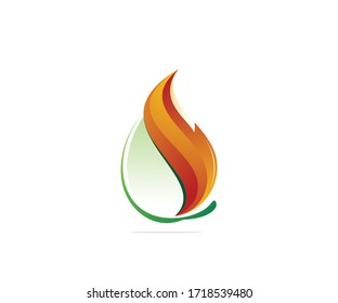 flame and leaf logo design template