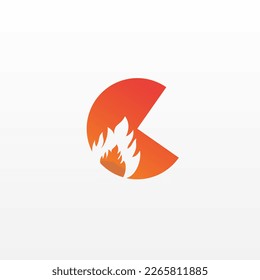 Flame Letter C Logo Design Vector Template. Beautiful Logotype Design For Fire Flames Company Branding.