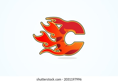 Flame letter C logo. Usable for Branding Logos, Flat Design Logo Template, vector illustration