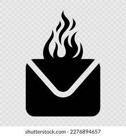 Diseño de icono de letra de llama aislado en fondo transparente. Vector