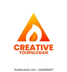 flame a letter logo initial gradient colorful