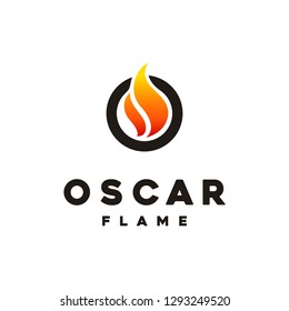 Flame with Letter O logo design