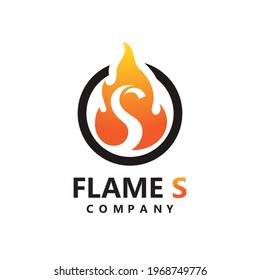 Flame with Letter S logo design
