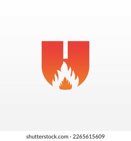 Flame Letter U Logo Design Vector Template. Beautiful Logotype Design For Fire Flames Company Branding.