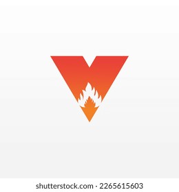 Flame Letter V Logo Design Vector Template. Beautiful Logotype Design For Fire Flames Company Branding.