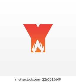 Flame Letter Y Logo Design Vector Template. Beautiful Logotype Design For Fire Flames Company Branding.