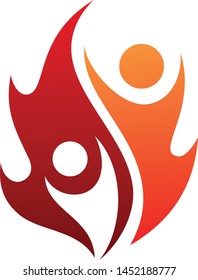 Flame life vector icon with two people in abstract style on the white background. Fire icon for your best business symbol. Vector illustration EPS.8 EPS.10