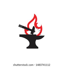 Flame Line Blacksmith Symbol Logo Vector