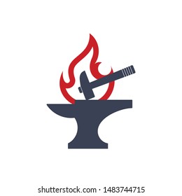 Flame Line Blacksmith Symbol Logo Vector