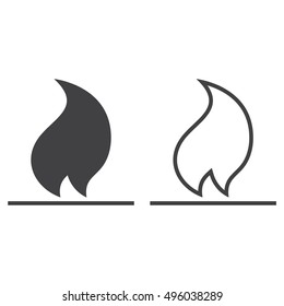 Flame Line Icon, Fire Outline And Filled Vector Sign, Linear And Full Pictogram Isolated On White, Logo Illustration