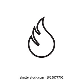 Flame line icon isolated on white